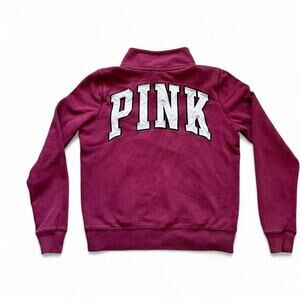 Burgundy Victoria's Secret PINK Zip-Up Sweatshirt, Small